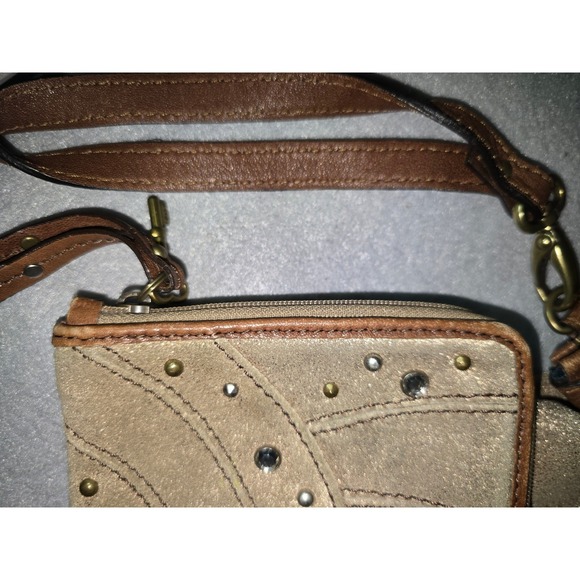 Fossil Sparkly Embellished Wristlet and Coin Purse Tan - Picture 4 of 9